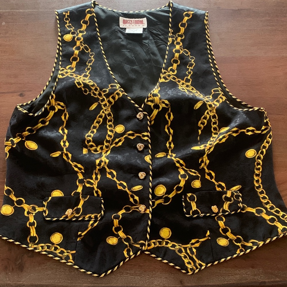 Vintage Maggy London Silk Vest, Sz 12